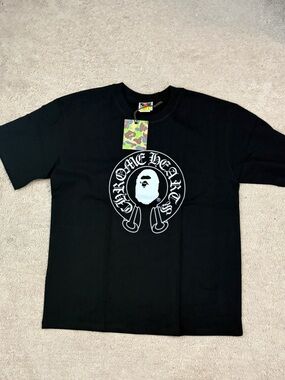 Chrome Hearts x Bape Style Black Graphic Tee